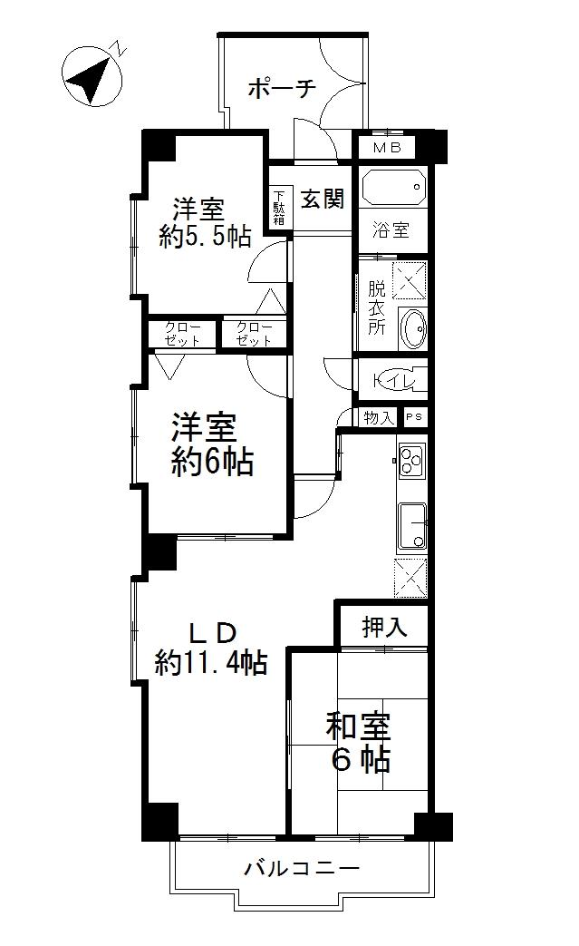 Floor plan. 3LDK, Price 15.8 million yen, Occupied area 71.99 sq m , Balcony area 6.52 sq m