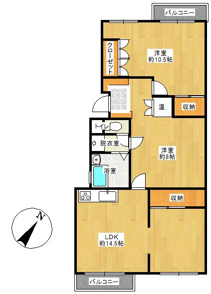 Floor plan. 2LDK, Price 5.9 million yen, Occupied area 76.24 sq m , Balcony area 5.04 sq m Floor