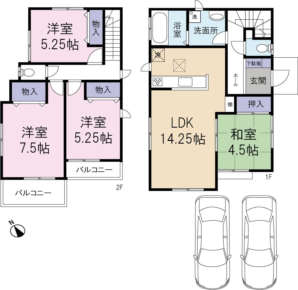 Floor plan. 29,800,000 yen, 4LDK, Land area 112.34 sq m , Building area 89.64 sq m Floor