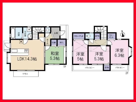 Floor plan. 26.5 million yen, 4LDK, Land area 157.93 sq m , Building area 85.7 sq m Floor