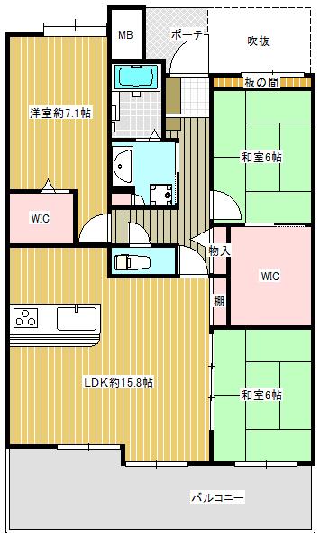 Floor plan. 3LDK, Price 20.8 million yen, Occupied area 83.26 sq m , Balcony area 17.55 sq m