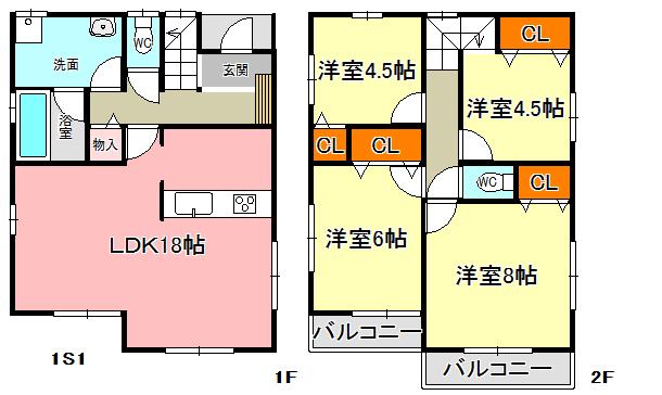 Floor plan. 25,300,000 yen, 4LDK, Land area 131.54 sq m , It is a building area of ​​95.58 sq m 2 Building