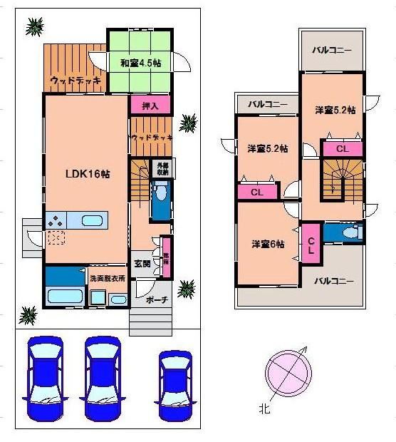 Floor plan. 30,980,000 yen, 4LDK, Land area 150.66 sq m , Building area 90.25 sq m Floor