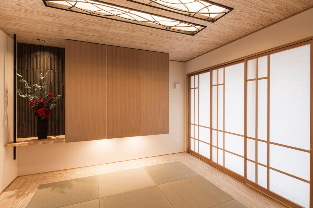Building plan example (introspection photo). Model Japanese-style room. Iron lighting and even joinery, It is one of the space in the world that you ordered with a commitment to every single. 