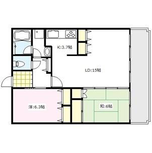 Floor plan. 2LDK, Price 12.9 million yen, Occupied area 68.82 sq m , Balcony area 13.93 sq m