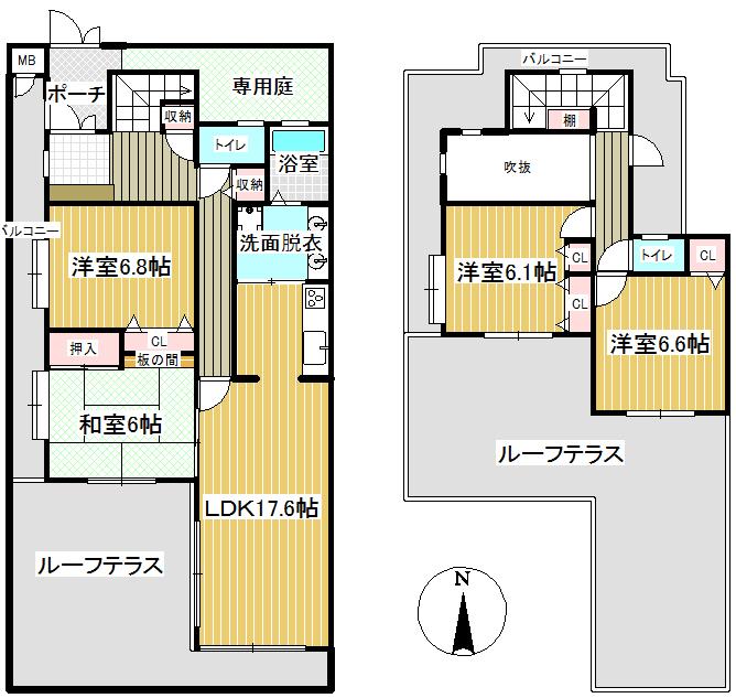 Floor plan. 4LDK, Price 33,500,000 yen, Footprint 106.39 sq m , Balcony area 103.78 sq m
