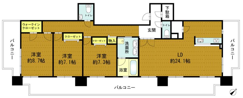 Floor plan. 3LDK, Price 52,500,000 yen, Footprint 118.35 sq m , Balcony area 53.29 sq m