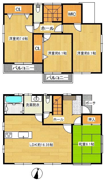Floor plan. (4-1 No. land), Price 23,980,000 yen, 4LDK+S, Land area 170.04 sq m , Building area 105.99 sq m