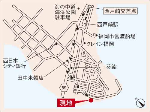 Local guide map. Understandable if you type ", Higashi-ku, Fukuoka Saitozaki 2-29-1" to the car navigation system is when you come to the local guide map local