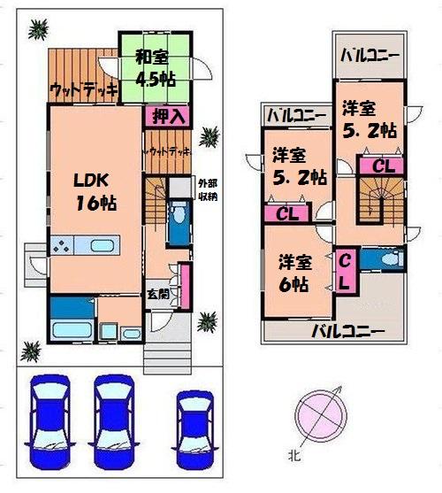 Floor plan. 30,980,000 yen, 4LDK, Land area 150.66 sq m , Building area 90.25 sq m
