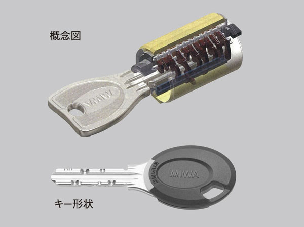 Security.  [Dimple key] As picking measures that have been recently frequently, Adopt a dimple key. High-precision pin to prevent the incorrect lock by the thief in the keyhole. Also, There is a key difference between the number of 100 billion ways replication difficult. It has realized the security of the height not the conventional. Pluggable reversible on either side ・ For the key, When the hand is dark and children, It is easy to handle for those of advanced age. or, The adoption of non-touch key, This is useful can be only in unlocking holding the key in the entrance entrance to be a main. (Conceptual diagram ・ Same specifications)