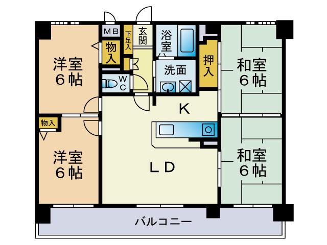 Floor plan. 4LDK, Price 8.5 million yen, Occupied area 78.28 sq m , Balcony area 13.39 sq m