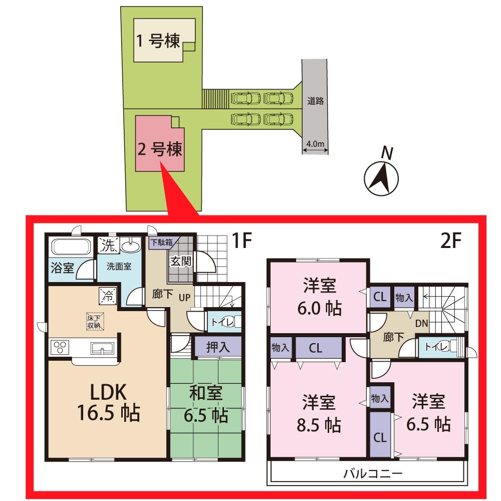 Floor plan. 28.8 million yen, 4LDK, Land area 228.26 sq m , Building area 103.68 sq m Floor