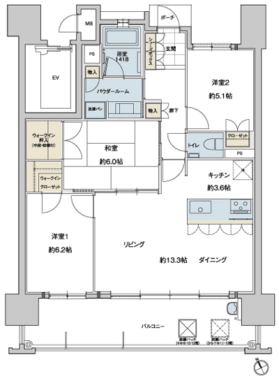 Floor: 3LDK, occupied area: 77.41 sq m, Price: 27,784,578 yen ・ 29,018,863 yen