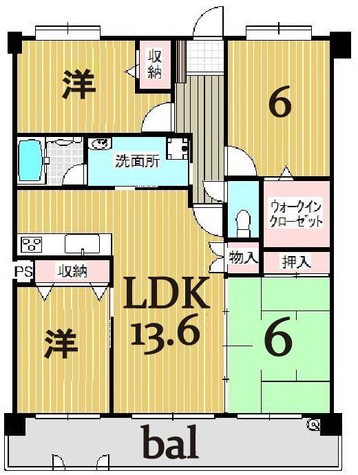 Floor plan. 4LDK, Price 18.6 million yen, Footprint 81 sq m , Balcony area 15.9 sq m