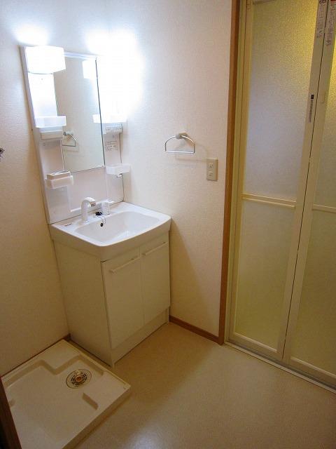 Wash basin, toilet.  ☆ Vanity already replaced with shampoo dresser