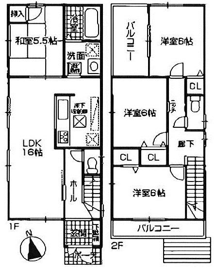 Floor plan. (1 Building), Price 28.8 million yen, 4LDK, Land area 117.22 sq m , Building area 93.15 sq m