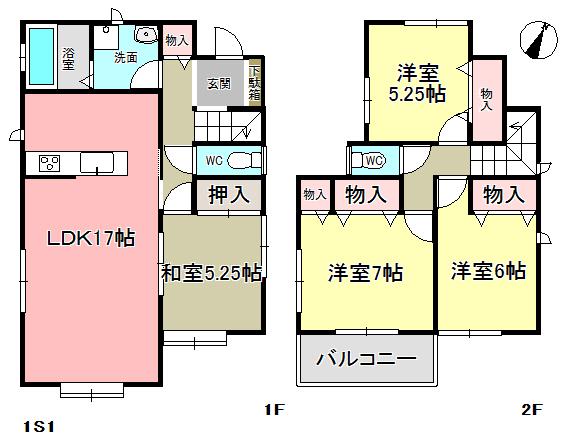 Floor plan. 29,800,000 yen, 4LDK, Land area 140.72 sq m , Building area 97.71 sq m gas fan with heater 4LDK Parking 2 cars