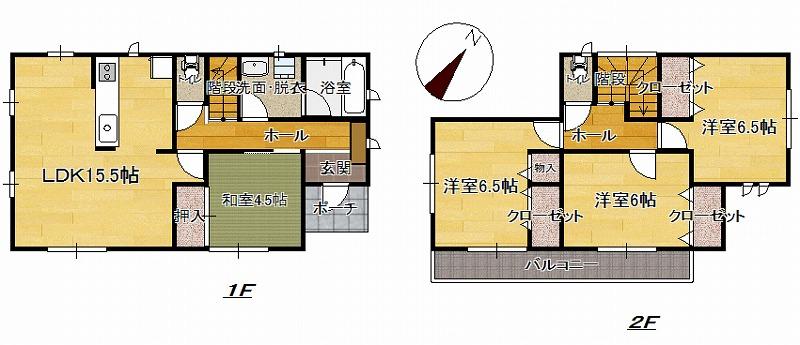Floor plan. 17.8 million yen, 4LDK, Land area 178.06 sq m , Building area 93.96 sq m this floor plan is, It has decided to "separate private room" floor plan with the image of the (^_^) /  Often your family size ・ Children's is also large ・ The future is the floor plan suited for your family, such as live events and their parents (^_^) /