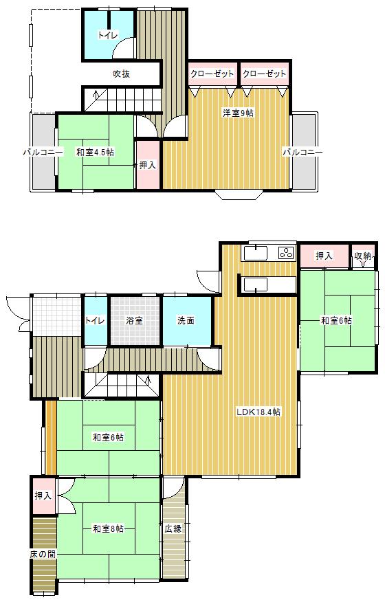 Floor plan. 28,900,000 yen, 5LDK, Land area 264.47 sq m , Building area 132.48 sq m spacious 5LDK