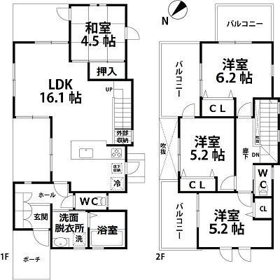 Floor plan. 30,980,000 yen, 4LDK, Land area 150.66 sq m , Building area 90.38 sq m floor plan!