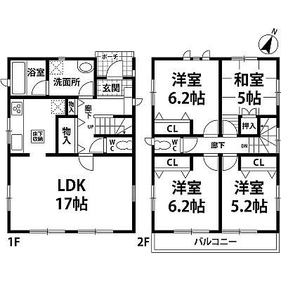 Floor plan. 23.8 million yen, 4LDK, Land area 135.94 sq m , Building area 93.14 sq m Floor