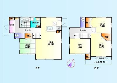 Floor plan. 23.8 million yen, 4LDK, Land area 175.82 sq m , I hope if there is a building area of ​​101.85 sq m back door ~ In a lot of wife is called! ? This time mainly think of housework flow line, (^_^) I was I set up a back door at the standard /  In a small back door with the property, It is a rare property (^_^) /