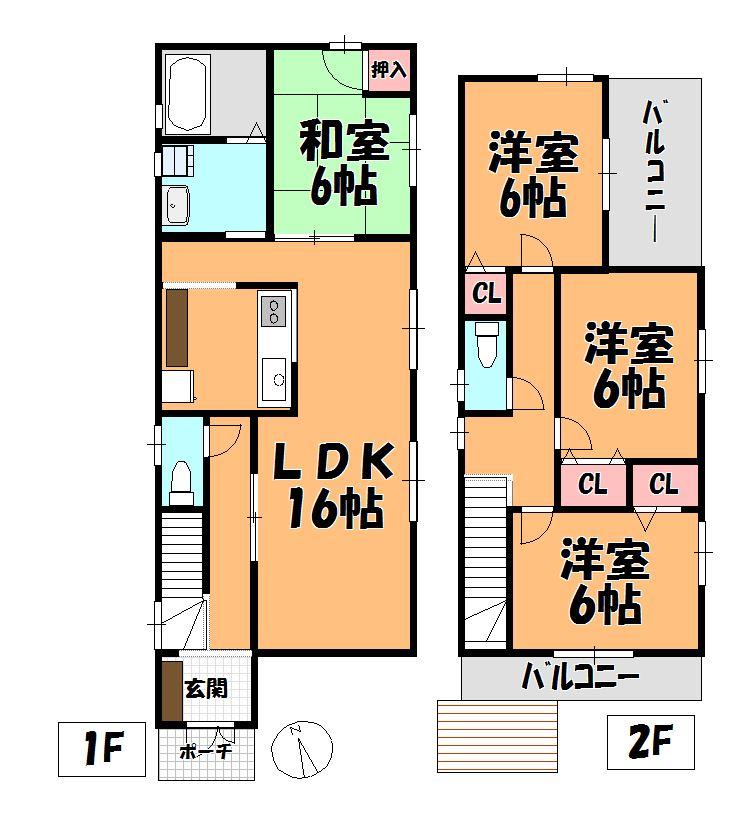 Floor plan. Price 28.8 million yen, 4LDK, Land area 115.26 sq m , Building area 94.36 sq m