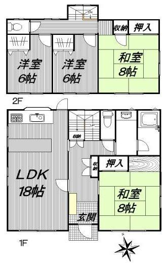 Floor plan. 18.3 million yen, 4LDK, Land area 186.69 sq m , Building area 107.06 sq m