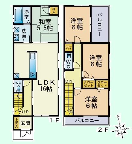 Floor plan. Price 28,300,000 yen, 4LDK, Land area 116.11 sq m , Building area 97.2 sq m