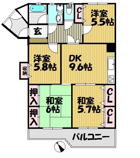 Floor plan. 4LDK, Price 13.3 million yen, Occupied area 80.37 sq m