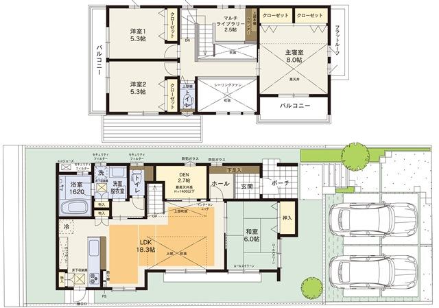 Floor plan. (No. 1 point), Price 38,900,000 yen, 4LDK+S, Land area 181.51 sq m , Building area 118.62 sq m
