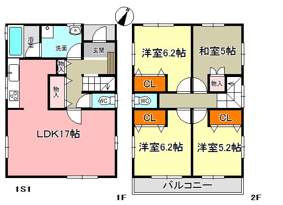 Floor plan. 23.8 million yen, 4LDK, Land area 135.94 sq m , It is a building area of ​​93.14 sq m 3 Building