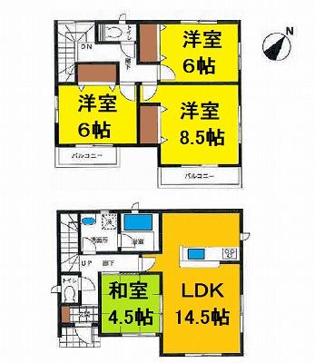 Floor plan. 15.8 million yen, 4LDK, Land area 165.78 sq m , Building area 93.15 sq m