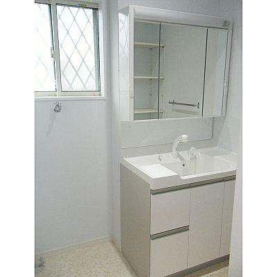 Wash basin, toilet. Easy-to-use vanity!