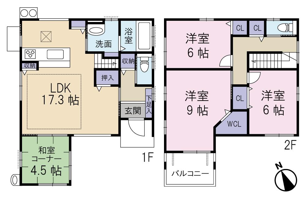 Floor plan. 24,300,000 yen, 4LDK, Land area 109.95 sq m , Building area 101.02 sq m Floor