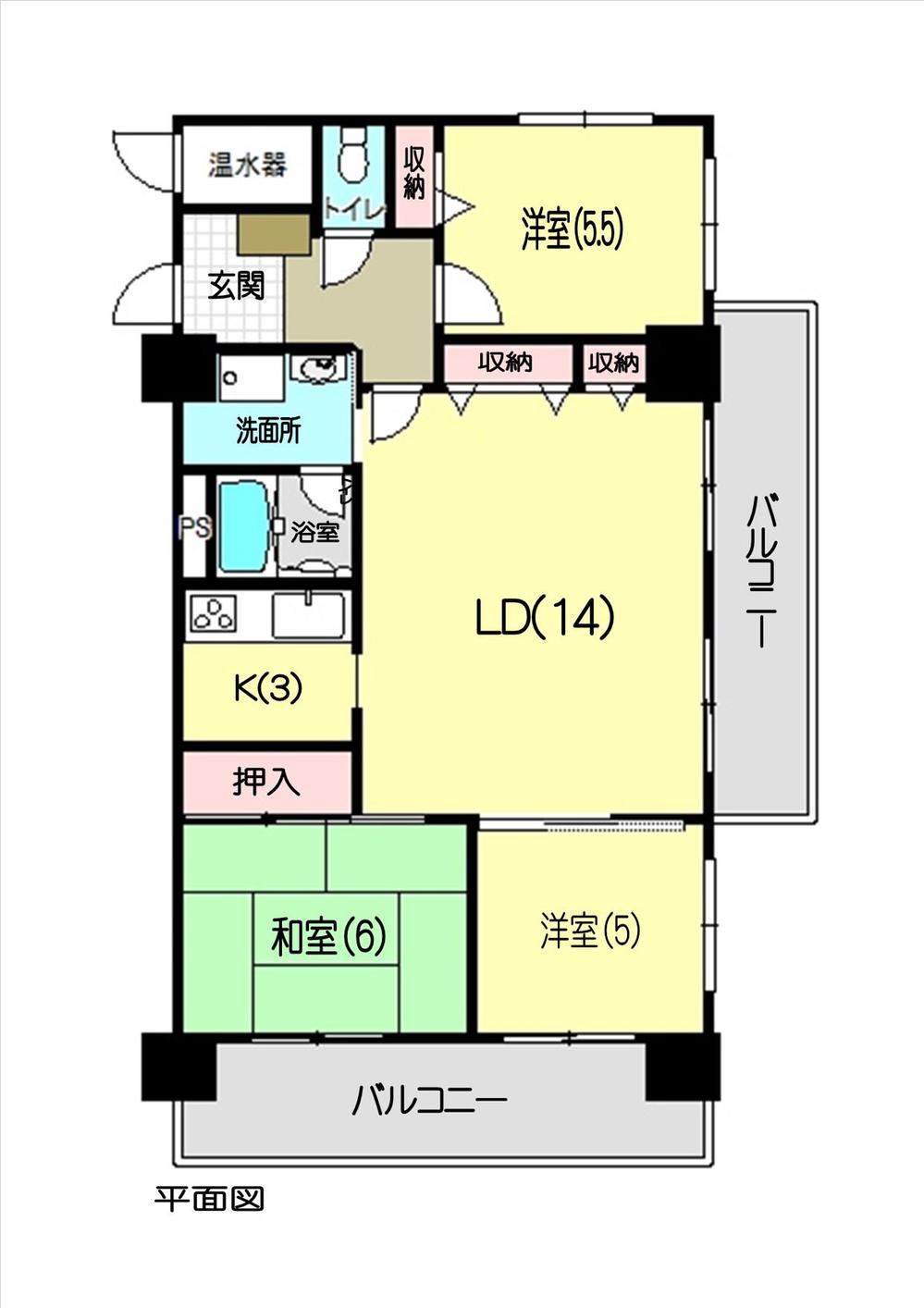 Floor plan. 3LDK, Price 12 million yen, Occupied area 73.45 sq m , Balcony area 17.9 sq m