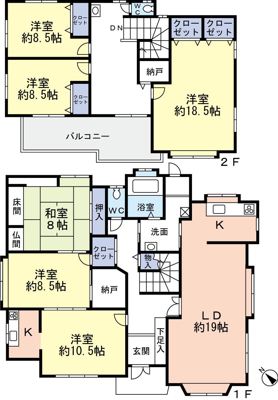 Floor plan. 39,800,000 yen, 6LDK + S (storeroom), Land area 528.86 sq m , Building area 221.51 sq m