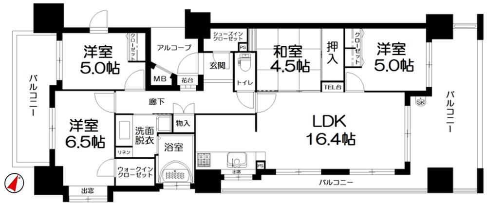 Floor plan. 4LDK, Price 21 million yen, Occupied area 86.19 sq m , Balcony area 32.17 sq m
