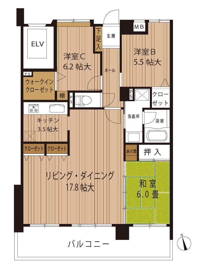 Floor plan. 3LDK, Price 11 million yen, Occupied area 85.59 sq m , Because it was renovated to the balcony area 13.5 sq m 4LDK → 3LDK, It becomes a spacious floor plan