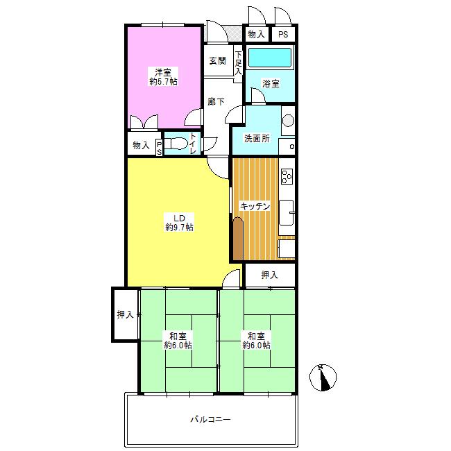 Floor plan. 3LDK, Price 10.8 million yen, Occupied area 70.35 sq m , Balcony area 10.26 sq m in 2013 October interior renovation completed!