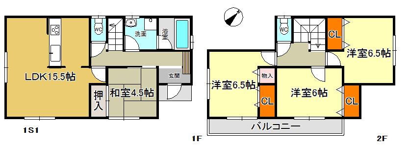 Floor plan. 17.8 million yen, 4LDK, Land area 178.06 sq m , It is a building area of ​​93.96 sq m 2 Building.