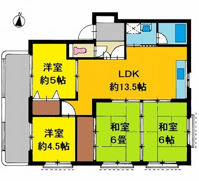 Floor plan. 4LDK, Price 6.3 million yen, Occupied area 68.71 sq m , Balcony area 9.26 sq m