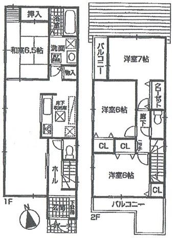 Floor plan. 28,300,000 yen, 4LDK, Land area 116.11 sq m , Building area 97.2 sq m 2 Building floor plan