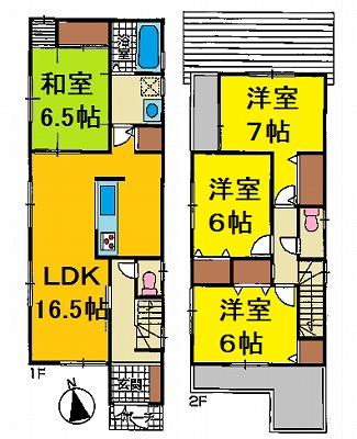 Floor plan. 28,300,000 yen, 4LDK, Land area 116.11 sq m , Building area 97.2 sq m