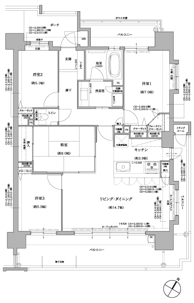 Floor: 4LDK, occupied area: 94.05 sq m, Price: 30,300,000 yen ・ 34,200,000 yen