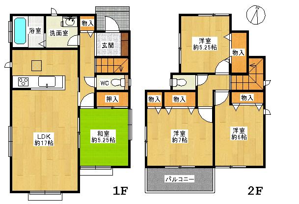 Floor plan. 28.8 million yen, 4LDK, Land area 140.72 sq m , Building area 97.71 sq m 4LDK South balcony