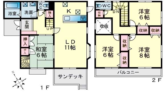 Floor plan. 30,900,000 yen, 4LDK, Land area 202.33 sq m , Building area 105.99 sq m