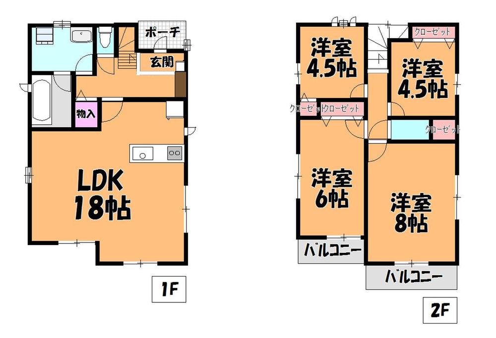 Floor plan. (Building 2), Price 23.8 million yen, 4LDK, Land area 131.54 sq m , Building area 95.58 sq m