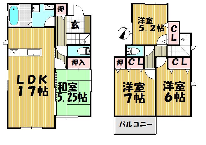 Floor plan. (Building 2), Price 27,800,000 yen, 4LDK, Land area 140.73 sq m , Building area 97.71 sq m